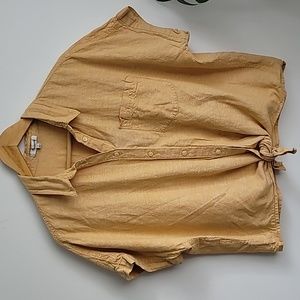 Madewell Cropped Linen Tie-Front Shirt